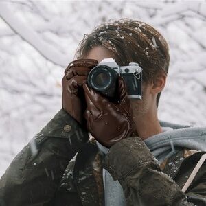 Ozero Men’s Brown PU  Leather Gloves